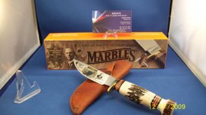 MARBLES USA 24K GOLD ~  HOOVER DAM ~ SAMBAR STAG 1 OF 100 HUNTER SKINNER KNIFE 