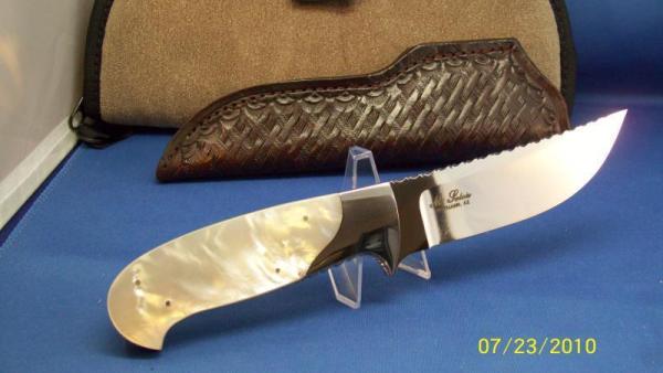 M SALOIS FULL CUSTOM D'HOLDER STYLE ~ AAA MOTHER OF PEARL ~ BIG HUNTER / SKINNER KNIFE ~ PRISTINE M M SALOIS FULL CUSTOM D'HOLDER STYLE ~ AAA MOTHER OF PEARL ~ BIG HUNTER / SKINNER KNIFE ~ PRISTINE M