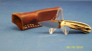 Charles Bolton Custom Miniature / Necker Stag Drop Point Knife Mint