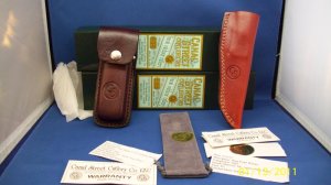 2 CANAL STREET FOLDING & DROP POINT HUNTER BOXES & SHEATHS ~ LOW PRICE