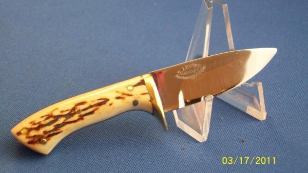 Bob Levine Custom ~ Old Alaska Stamp ~ Miniature Stag Knife with a Display and Low Priced Bob Levine Custom ~ Old Alaska Stamp ~ Miniature Stag Knife with a Display and Low Priced
