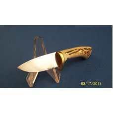 Bob Levine Custom ~ Old Alaska Stamp ~ Miniature Stag Knife with a Display and Low Priced Bob Levine Custom ~ Old Alaska Stamp ~ Miniature Stag Knife with a Display and Low Priced