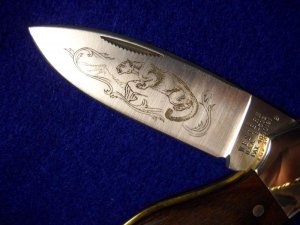 Vintage Western USA S-532 Folding Hunter Lockback Knife Cocobolo Cougar Etch