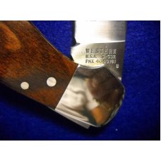 Vintage Western USA S-532 Folding Hunter Lockback Knife Cocobolo Cougar Etch Vintage Western USA S-532 Folding Hunter Lockback Knife Cocobolo Cougar Etch