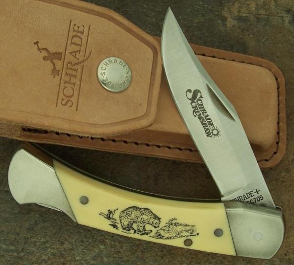 SCHRADE USA SCRIMSHAW 1981 SCRIMSHAW BEAR KNIFE 507SC SCHRADE USA SCRIMSHAW 1981 SCRIMSHAW BEAR KNIFE 507SC