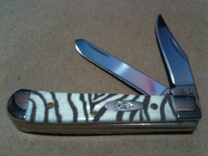 CASE Tiny Trapper Pocket Knife -  Natural Bone with Zebra Stripes 
