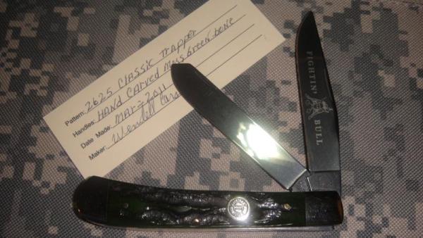 Beautiful Moss Green bone - Model 2625 Classic Trapper by Wendell Carson Beautiful Moss Green bone - Model 2625 Classic Trapper by Wendell Carson