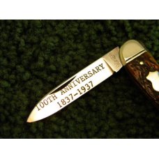 Rare Boker Bone 2 Blade Knife 100th Anniversary Etch 1837-1937 Mint