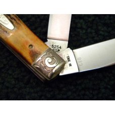 Case XX SS USA 9 Dot 1981 5254 SSP Stag Trapper Knife Engraved Bolsters Case XX SS USA 9 Dot 1981 5254 SSP Stag Trapper Knife Engraved Bolsters