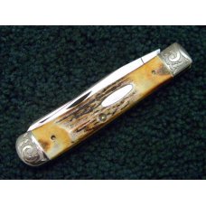 Case XX SS USA 9 Dot 1981 5254 SSP Stag Trapper Knife Engraved Bolsters Case XX SS USA 9 Dot 1981 5254 SSP Stag Trapper Knife Engraved Bolsters