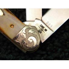 Case XX SS USA 9 Dot 1981 53131 SSP Stag 3 Blade Canoe Knife Engraved Bolsters