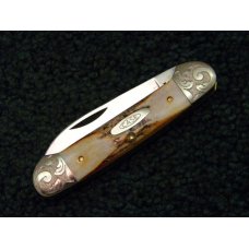 Case XX SS USA 9 Dot 1981 53131 SSP Stag 3 Blade Canoe Knife Engraved Bolsters