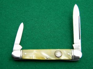 Boker USA Tree Brand 1428 Cracked Ice Etched 2 Blade Pen - C. 1960's