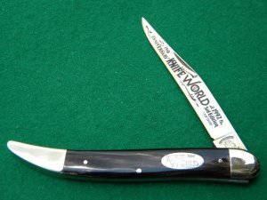 Fight'n Rooster Solingen Germany Horn Toothpick - 1992 15th Anniversary of Knife World - Gold Plated