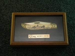 Case XX Stainless USA 3 Dot (1977) W165 SSP SAB Scrimshawed Bone Moby Dick in Original Showcase