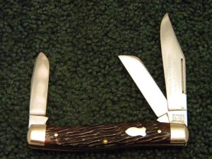 Schrade Walden NY USA Peachseed Bone Stockman Craftsman Etch - C. 1950's