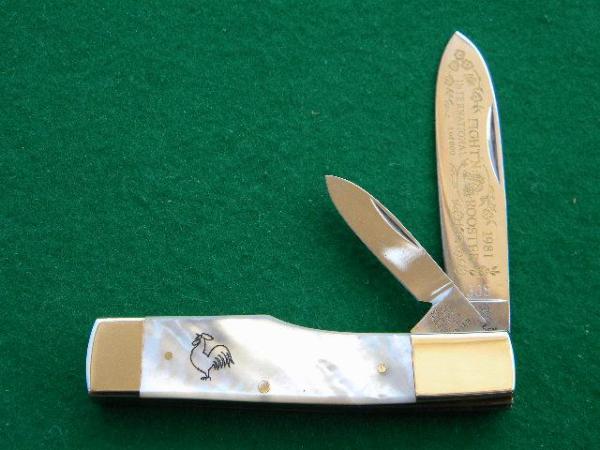 Fight'n Rooster Pearl Gunstock 1981 Club Knife - Mint