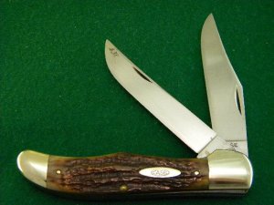 Rare Case XX 1940-64 6265 Flat Blade Green Bone Folding Hunter Knife