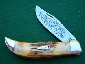 Case XX USA 5172 SSP 3 Dot (1977) Blue Sroll Stag Clasp Knife - Mint