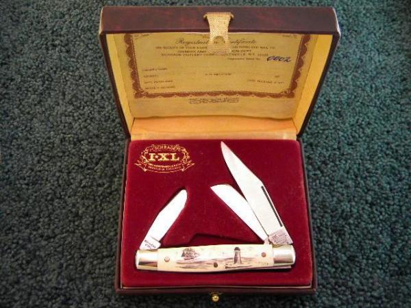 Schrade IXL George Wostenholm Sheffield England Ship and Lighthouse Scrimshaw Stockman Knife Schrade IXL George Wostenholm Sheffield England Ship and Lighthouse Scrimshaw Stockman Knife