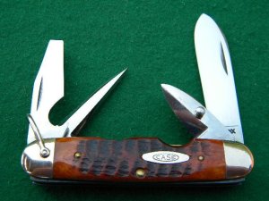 Case XX USA 9 Dot (1971) Bone 6445  R Scout / Electritions Knife - Mint