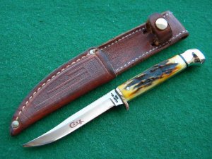 Case XX USA 2 Dot (1978) Stag M5F Red Etch Sheath Knife - Mint