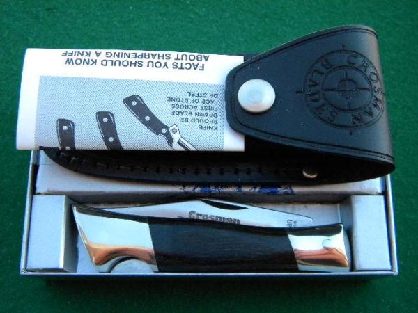Crosman Blades 952A Stainless USA Wood Lockback Knife & Leather Pouch - NIB Crosman Blades 952A Stainless USA Wood Lockback Knife & Leather Pouch - NIB