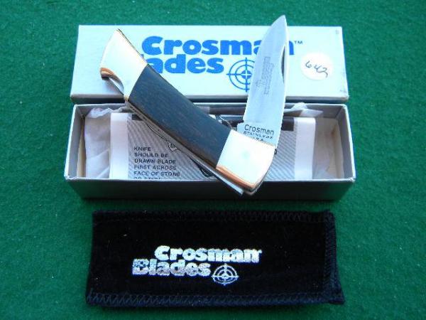 Crosman Blades 950A Stainless USA Wood Lockback Knife & Pouch - NIB Crosman Blades 950A Stainless USA Wood Lockback Knife & Pouch - NIB
