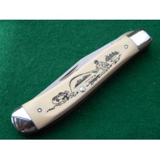Schrade + USA SC503 Slimline Trapper Linerlock Fishing Scrimshaw - NIB Schrade + USA SC503 Slimline Trapper Linerlock Fishing Scrimshaw - NIB