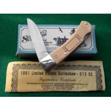 Schrade + USA SC513 Lockback Bird Catching Fish Scrimshaw - NIB Schrade + USA SC513 Lockback Bird Catching Fish Scrimshaw - NIB