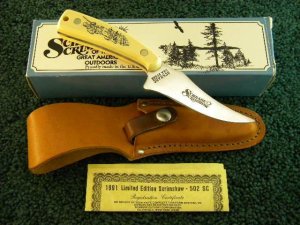 Schrade USA Hunter Scrimshaw SC502 Sheath Knife  - NIB