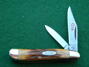 Case XX Stainless USA 2 Dot (1978) Stag 5220 SSP Red Etch Peanut Knife - Mint