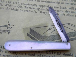 Vintage Fruit Knife Pearl Handles w/Sterling Silver Blade - C. 1896 - Sheffield