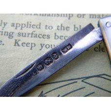 Vintage Fruit Knife Pearl Handles w/Sterling Silver Blade - C. 1896 - Sheffield Vintage Fruit Knife Pearl Handles w/Sterling Silver Blade - C. 1896 - Sheffield