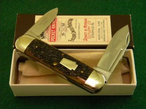 Schatt & Morgan Titusville PA. 2004 Goldenroot Bone Sunfish Knife - NIB