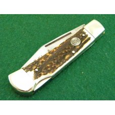 Bulldog Brand Solingen Germany 1997 Stag Damascus Lockback Knife - NIB Bulldog Brand Solingen Germany 1997 Stag Damascus Lockback Knife - NIB