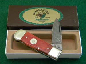 Weidmannsheil Solingen Germany Coral  Damascus Lockback Knife - NIB