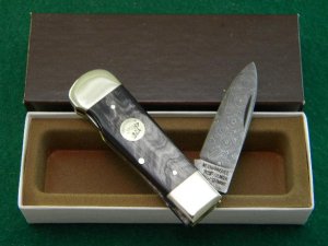 Weidmannsheil Solingen Germany Horn Damascus Lockback Knife - NIB