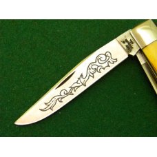 Case XX Stainless USA 3 Dot (1977) Stag 5254 SSP Blue Scroll Trapper Knife - Mint