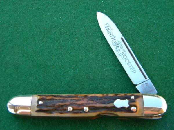 Fight'n Rooster Frank Buster Cut. Co. Germany Stag Lockback Knife - Mint Fight'n Rooster Frank Buster Cut. Co. Germany Stag Lockback Knife - Mint
