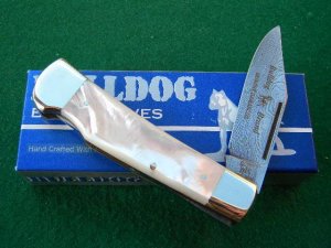Bulldog Brand Solingen Germany Pearl Damascus Lockback Knife - NIB