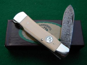Weidmannsheil Solingen Germany Ivory Damascus Lockback Knife - NIB