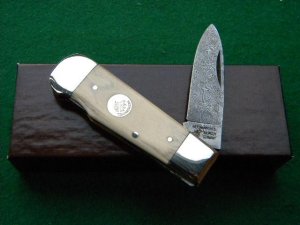 Weidmannsheil Solingen Germany Ivory Damascus Lockback Knife - NIB
