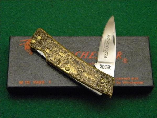 Winchester Trademark USA W 15 1988-1 Brass Lockback Knife - NIB Winchester Trademark USA W 15 1988-1 Brass Lockback Knife - NIB