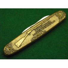 Winchester Trademark USA W 15 1998-3 Brass 2 Blade Pen Knife - NIB Winchester Trademark USA W 15 1998-3 Brass 2 Blade Pen Knife - NIB