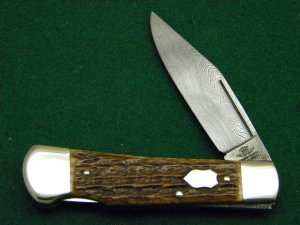 Friedrich Olbertz Solingen Germany Bone Damascus Lockback Knife