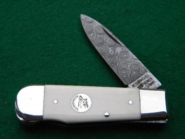 Weidmannsheil Solingen Germany Ivory Damascus Lockback Knife Weidmannsheil Solingen Germany Ivory Damascus Lockback Knife