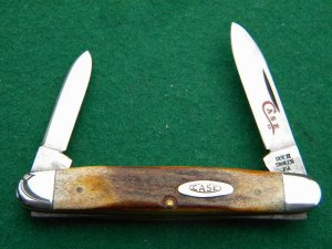 Case XX Stainless USA 2 Dot (1978) Stag Red Etch 5279 SSP Equal End Pen Knife - Mint