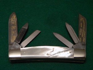 Fight'n Rooster Pearl 6 Blade Congress 1981 Club Knife - Mint