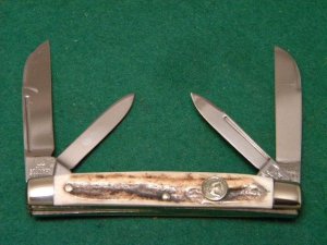 Hen and Rooster Bertram Cutlery Solingen Germany Stag 174 DS Congress Knife c.1980's